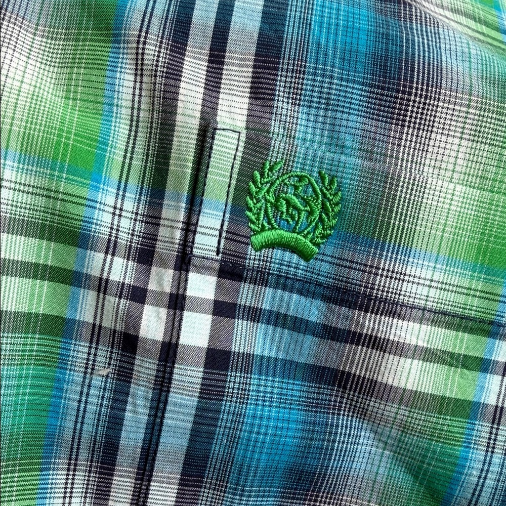 Cinch Blue Green Plaid Short Sleeve Button Down Shirt L Western - Picture 10 of 11